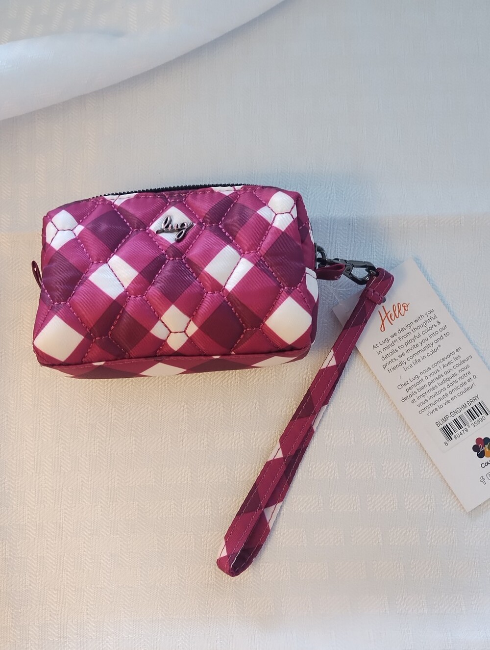 Lug Blimp Zip Around Wristlet Pouch in Pink Gingham